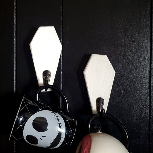 White Coffin Wall Hooks