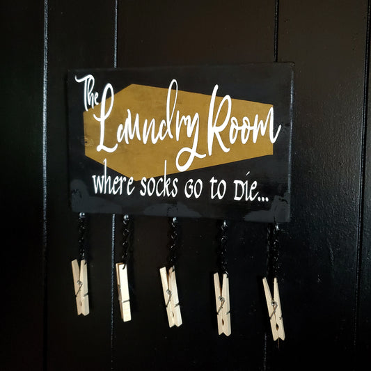 Gothic Laundry Room Sock Sign
