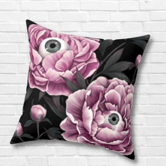 Gothic Romance Floral Eye Throw Pillow