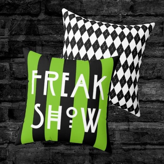 Freak Show Black and Green Striped Throw Pillow