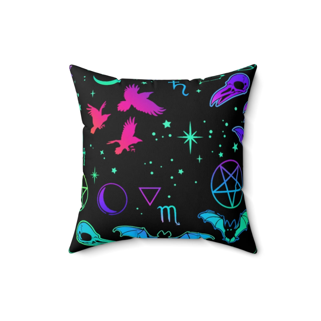 Pastel Goth Occult Pattern Throw Pillow