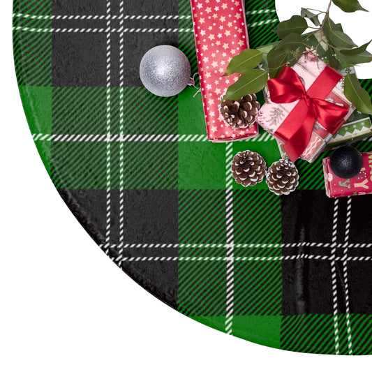 Green Plaid Country Farmhouse Christmas Tree Skirt