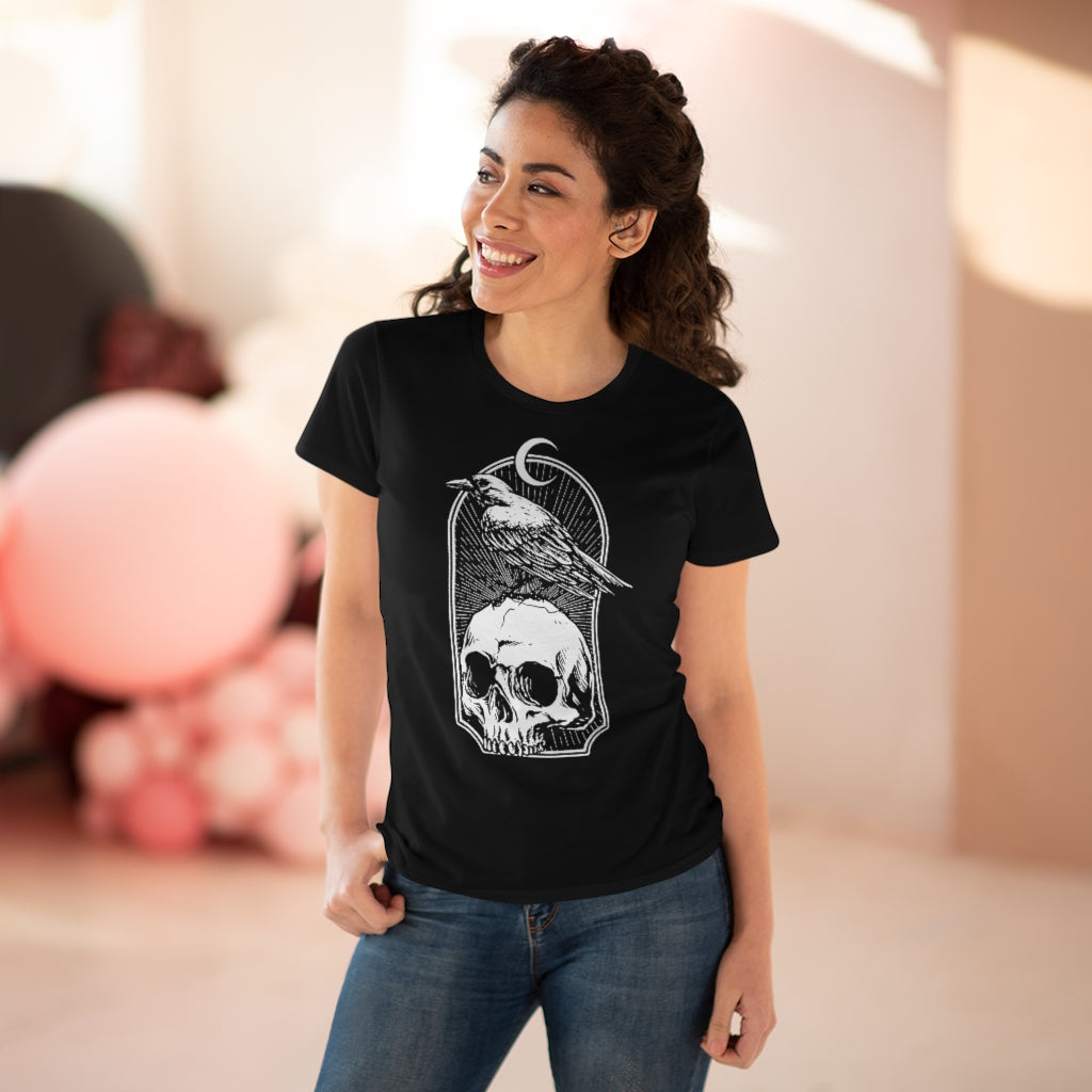 Witchy Raven and Skull Ladies T-Shirt