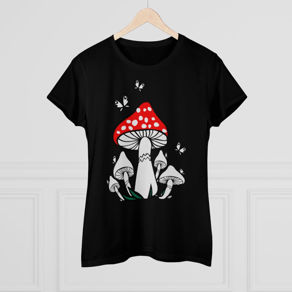 Red Mushroom Hippie Ladies T-Shirt