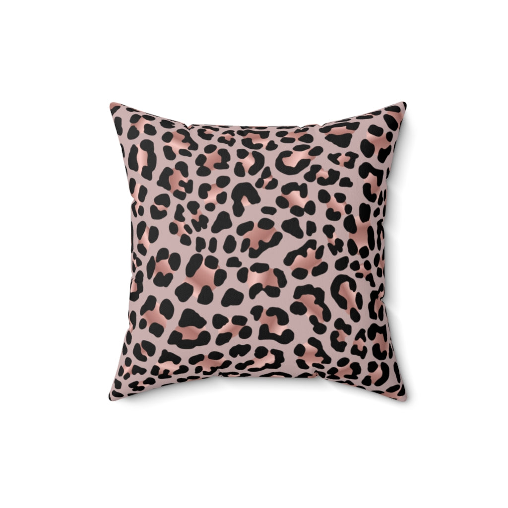 Leopard Print Black Throw Pillow