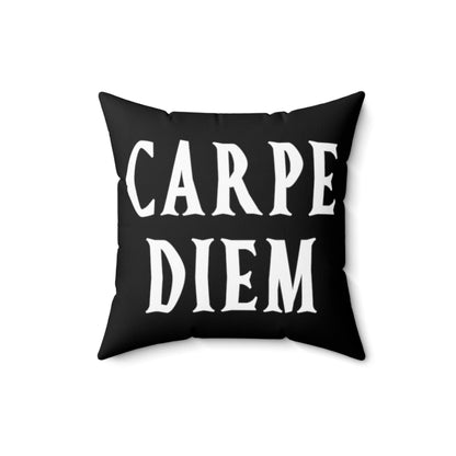 Reversible Carpe Diem Carpe Noctem Black Throw Pillow