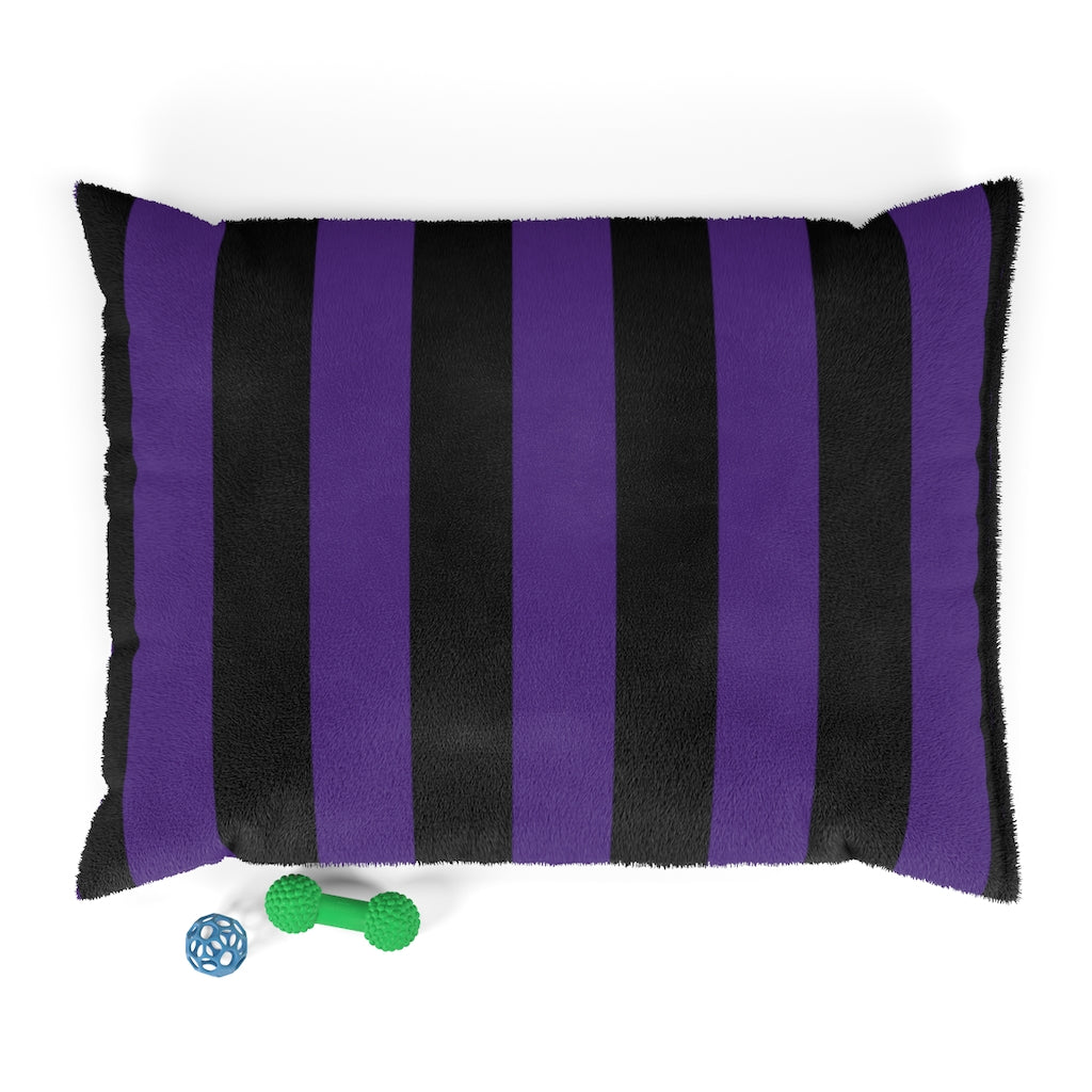 Gothic Purple and Black Striped Pet Bed