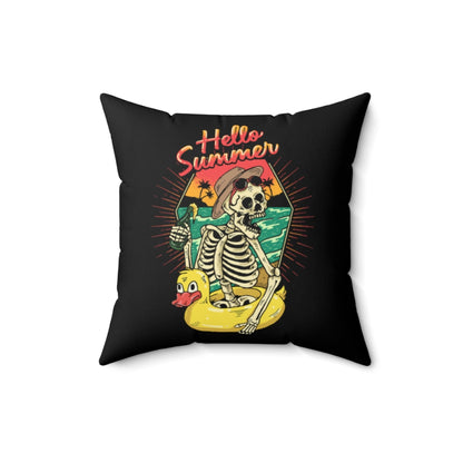 Summer Skeleton and Duckie Throw Pillow