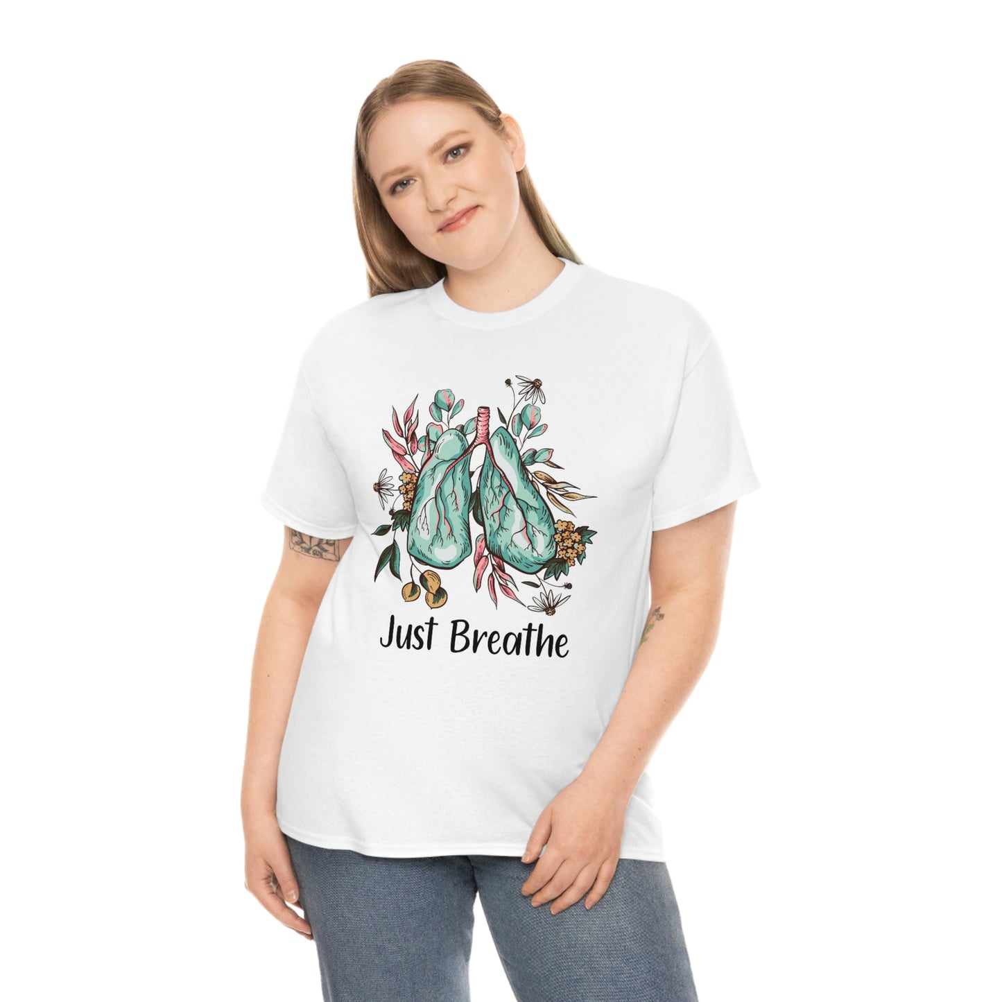 Just Breathe Floral Lungs Ladies T-Shirt