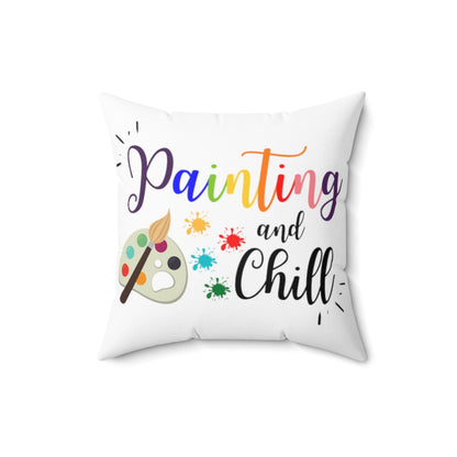 Painting and Chill Rainbow and White Throw Pillow