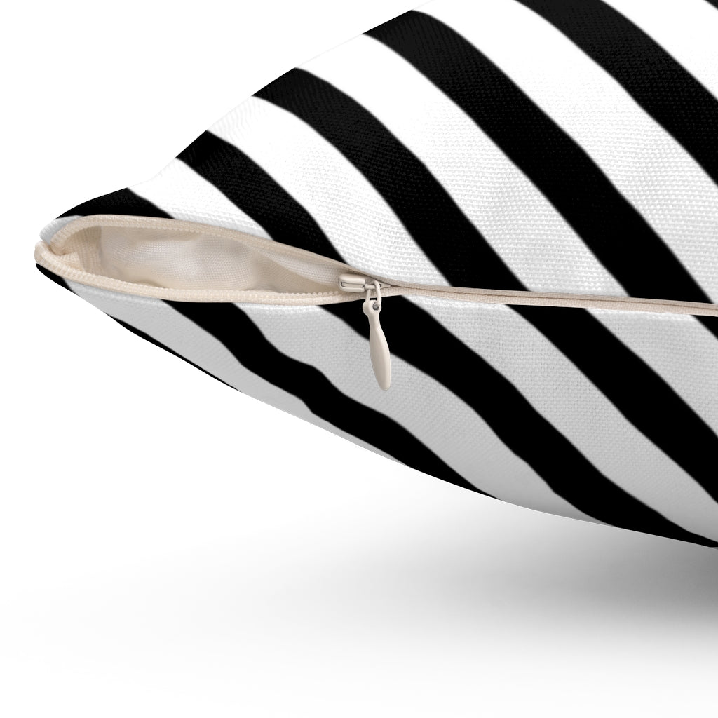 Black and White Striped Throw Pillow