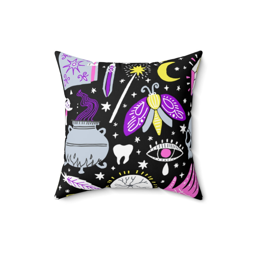 Pastel Goth Witchcraft Pattern Throw Pillow