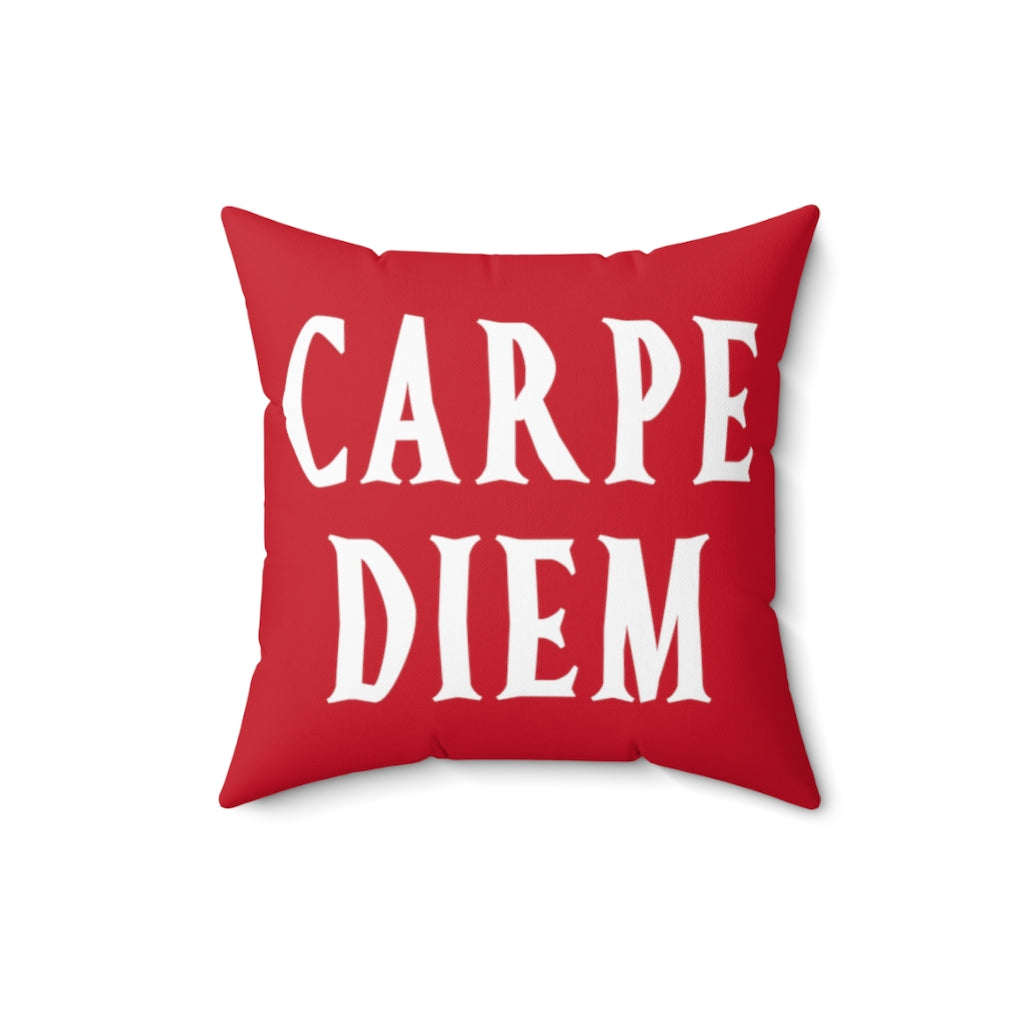 Reversible Carpe Diem Carpe Noctem Red Throw Pillow