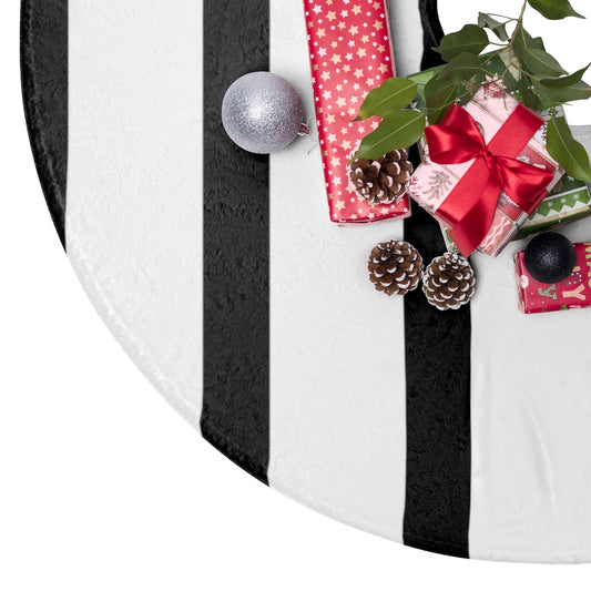 Black and White Striped Christmas Tree Skirt