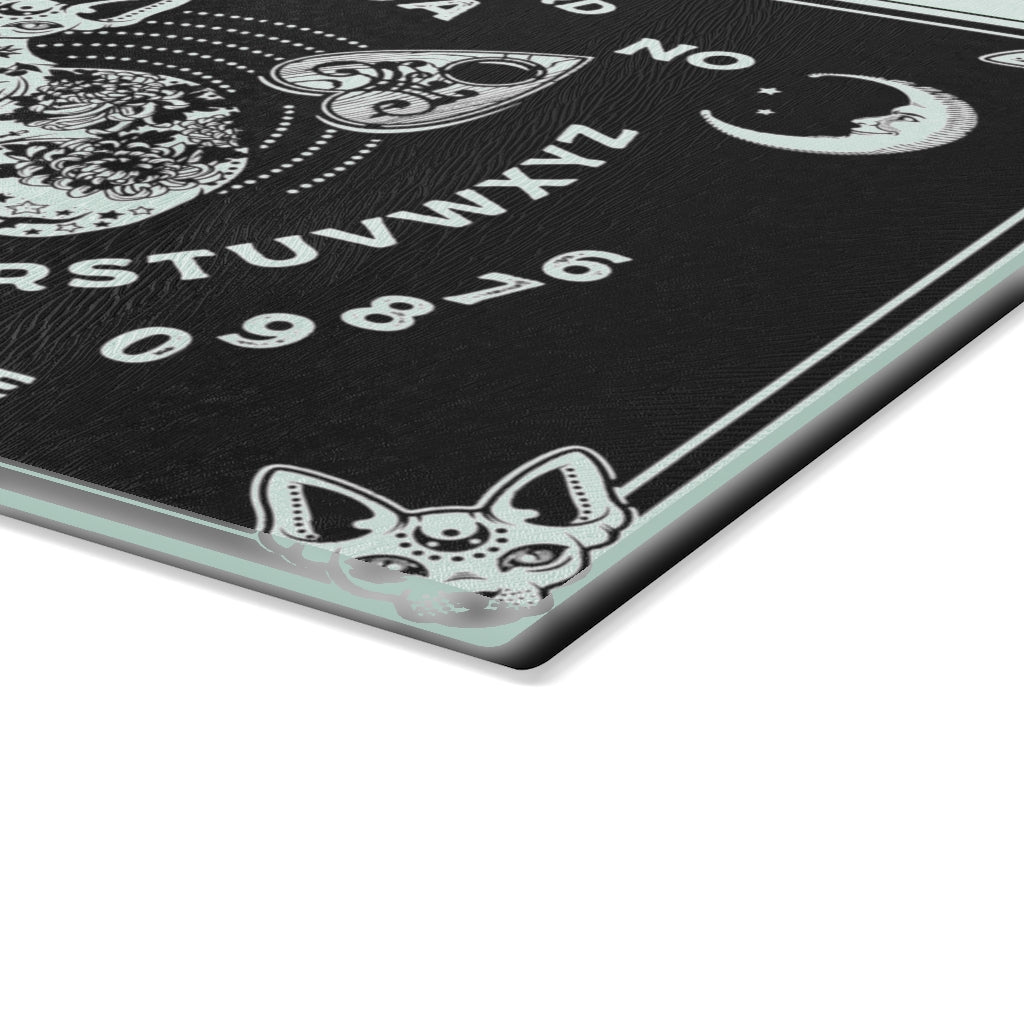 Ouija Spirit Cat Glass Cutting Board