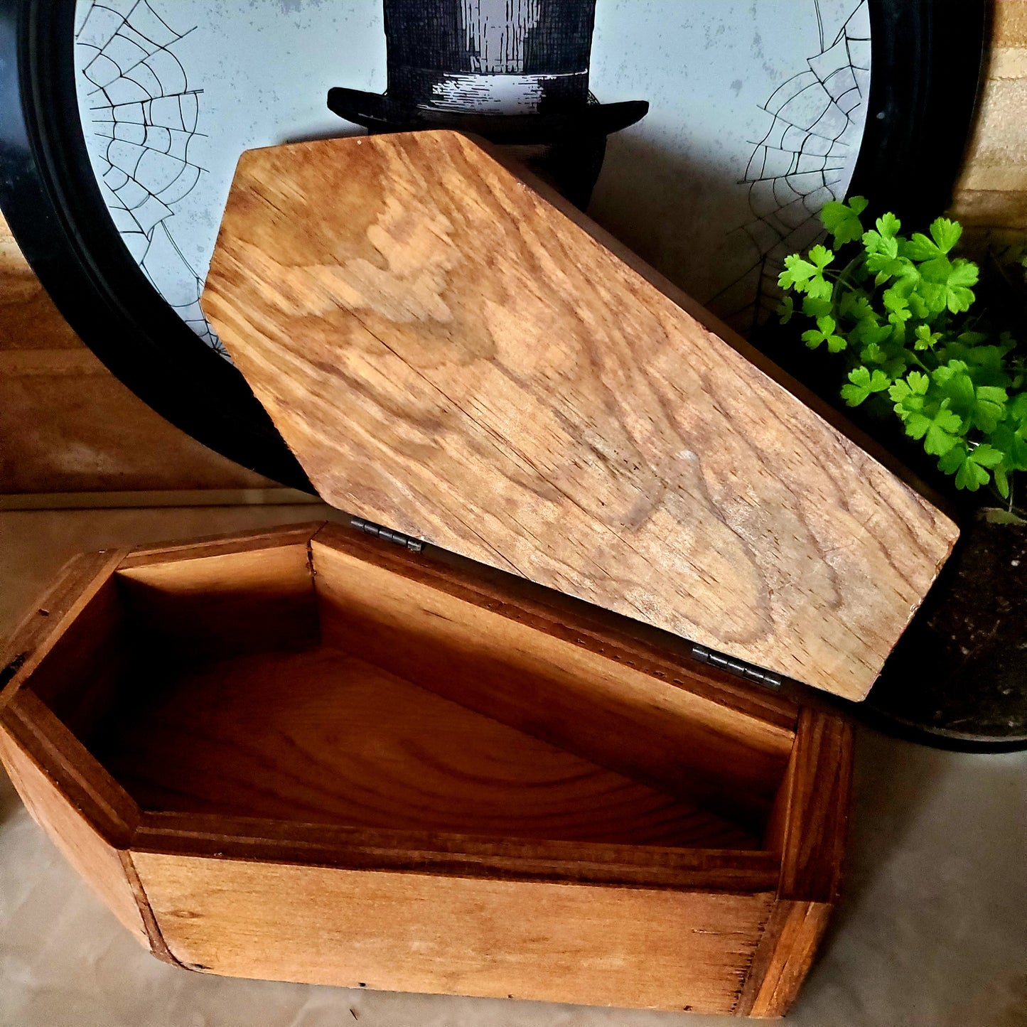 Wood Cross Coffin Trinket Box