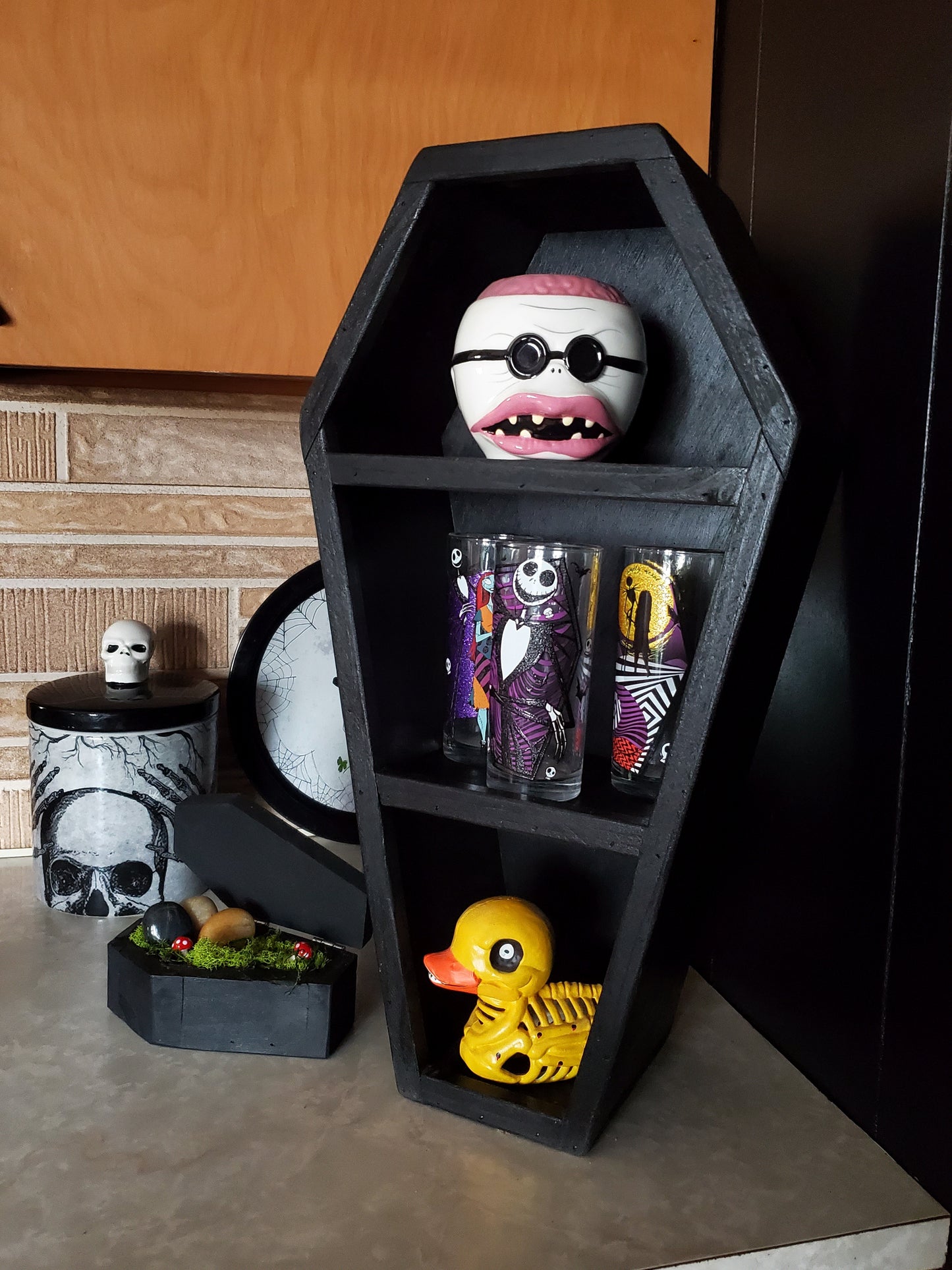 22 Inch Black Coffin Shelf