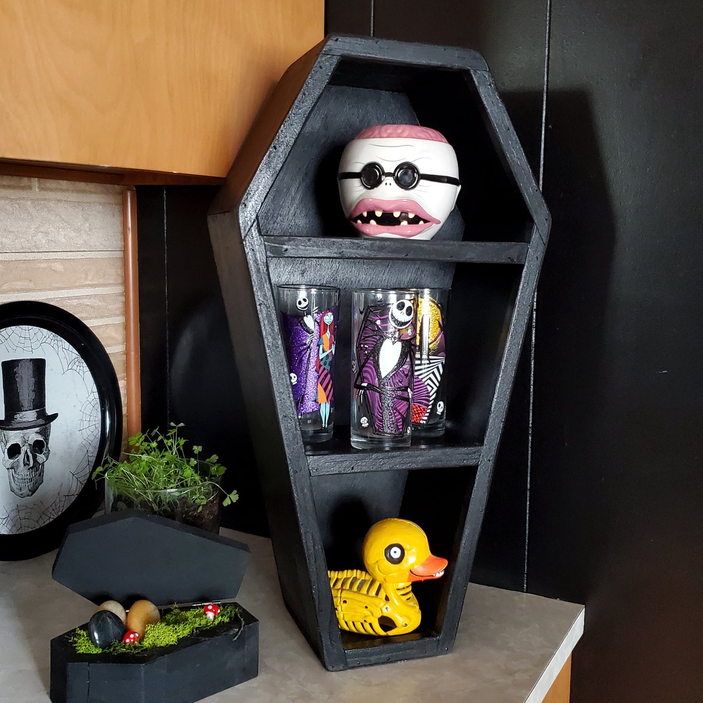 22 Inch Black Coffin Shelf