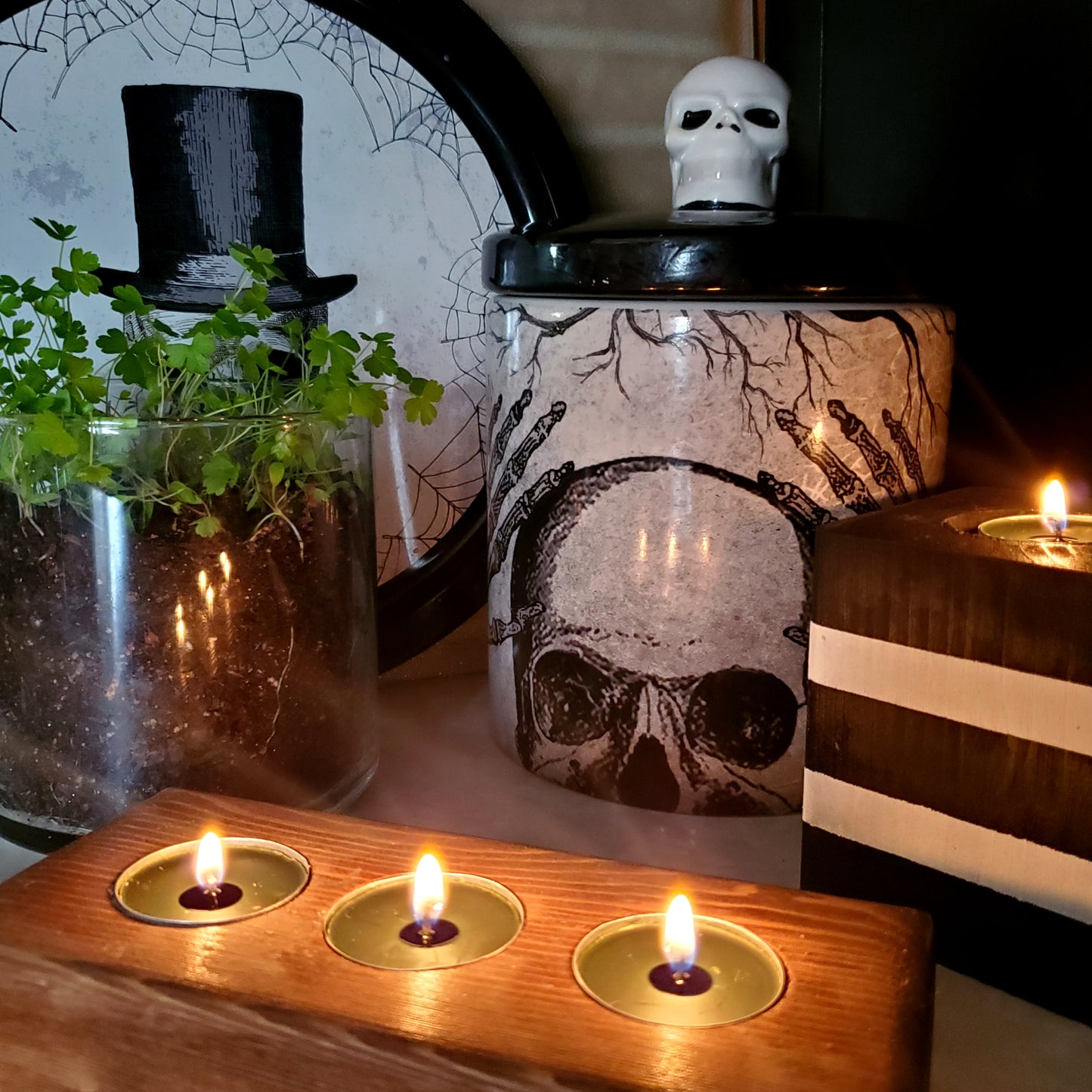 Rustic Wood Tea Light Candle Holders