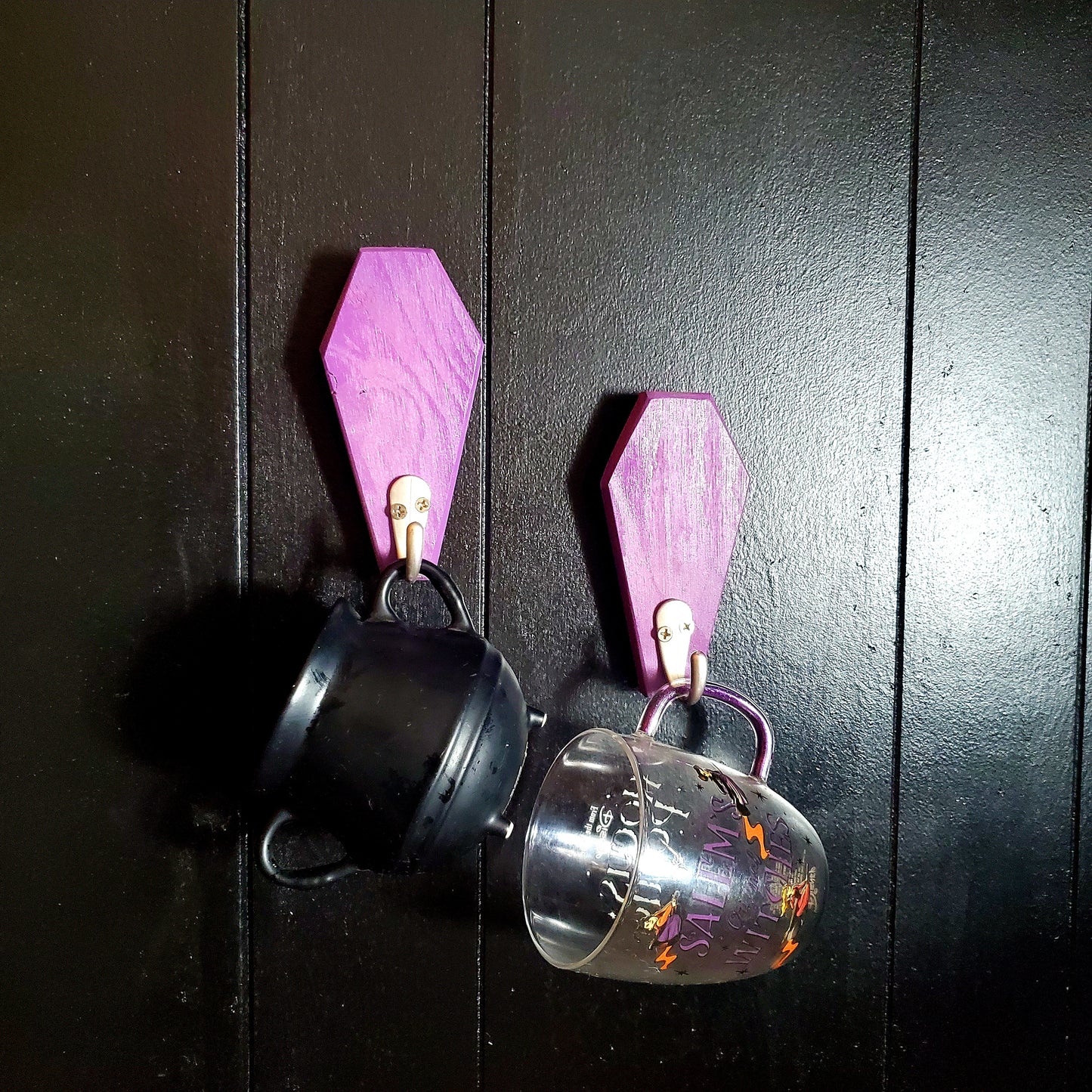 Witchy Purple Coffin Wall Hooks