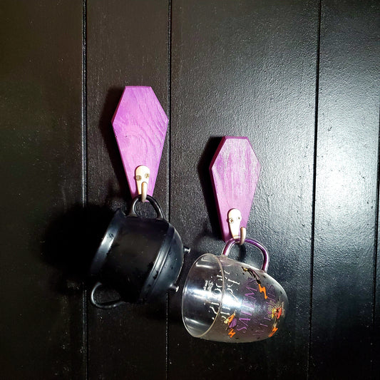 Witchy Purple Coffin Wall Hooks