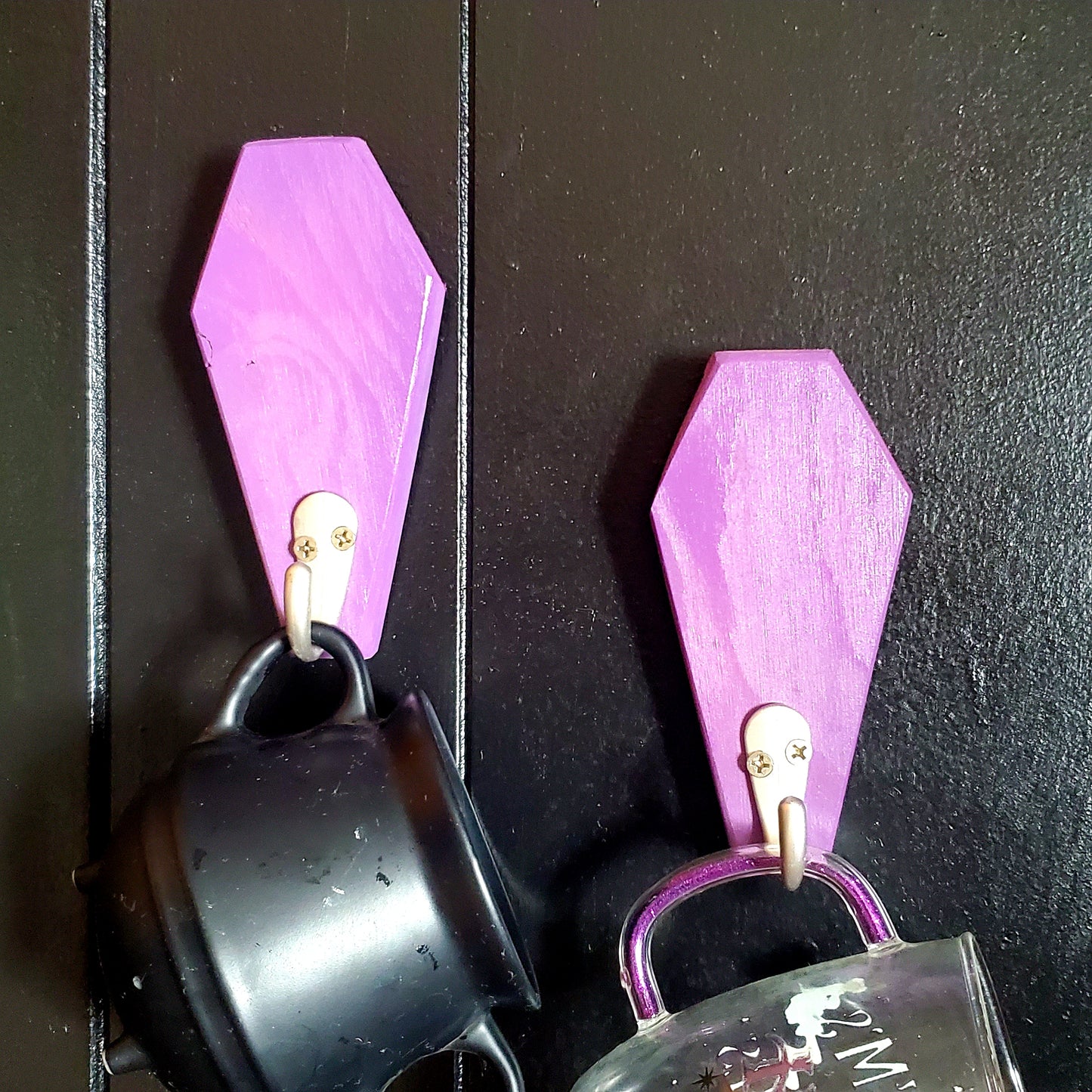 Witchy Purple Coffin Wall Hooks