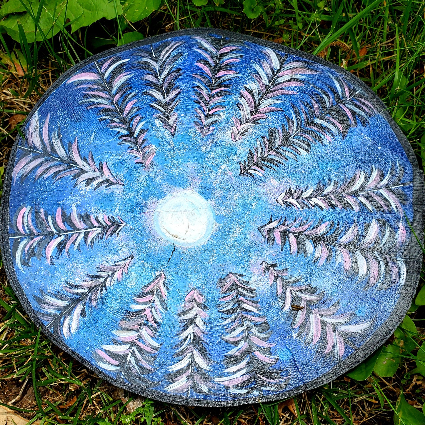 Galaxy Tree and Moon Painted Wood Slice