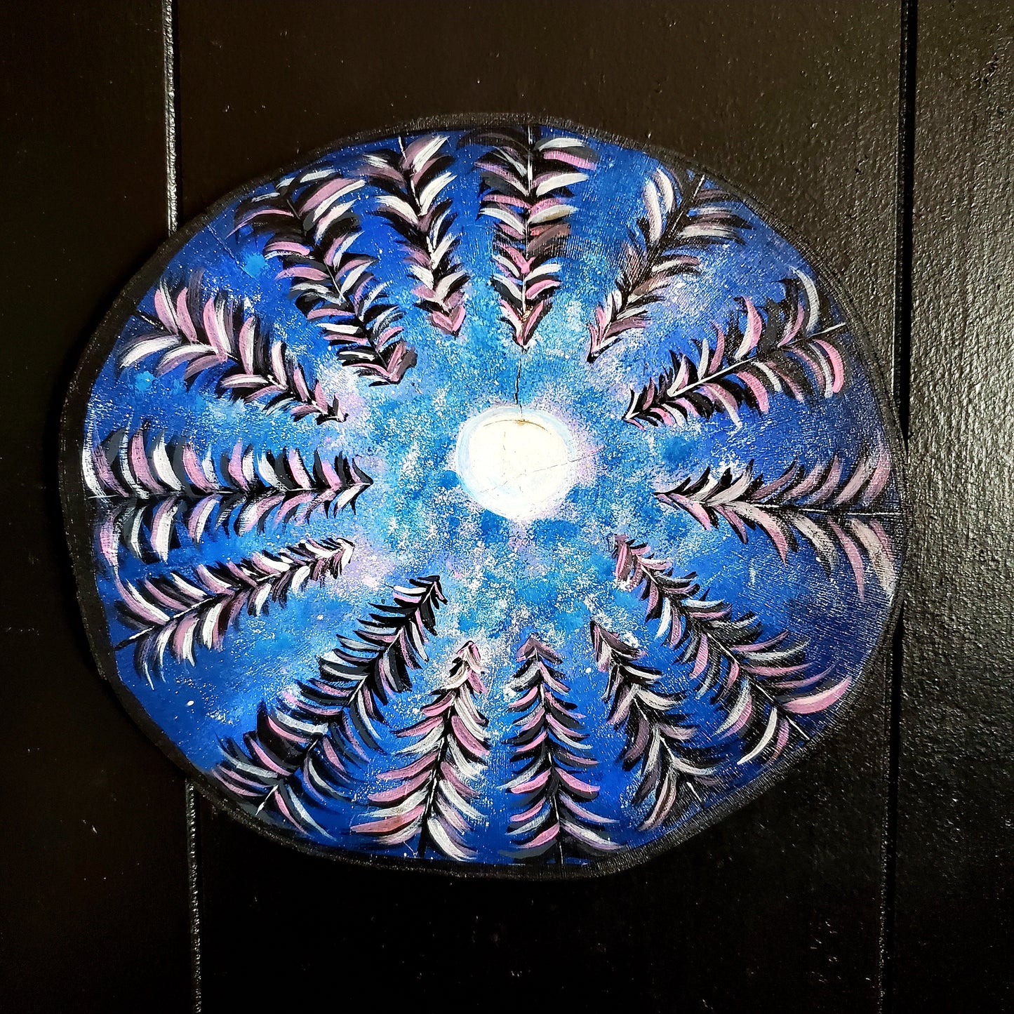 Galaxy Tree and Moon Painted Wood Slice