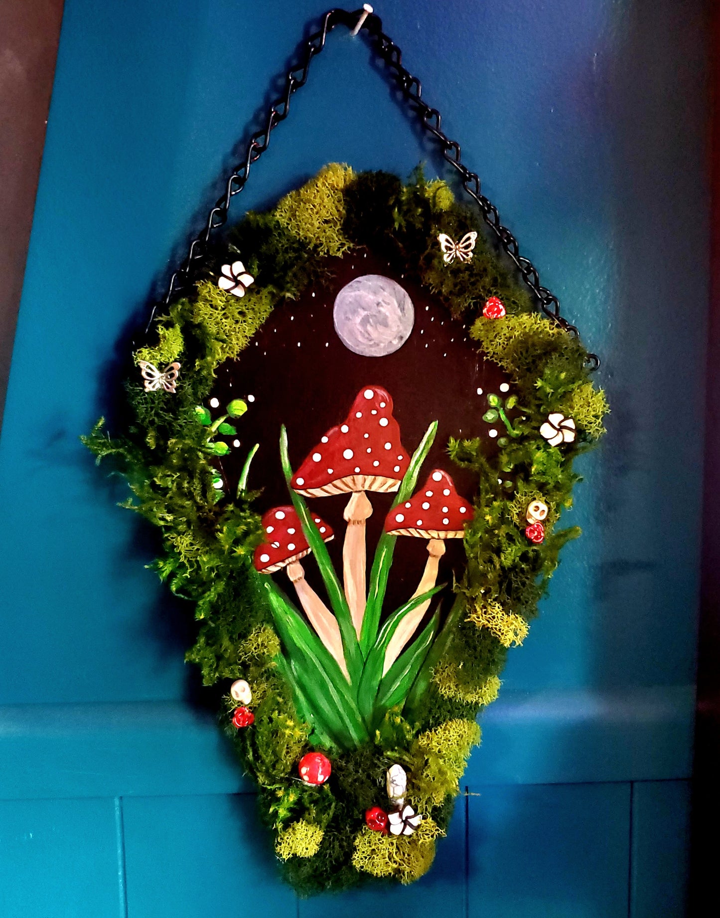 Mushroom and Moss Hanging Coffin Wall Art