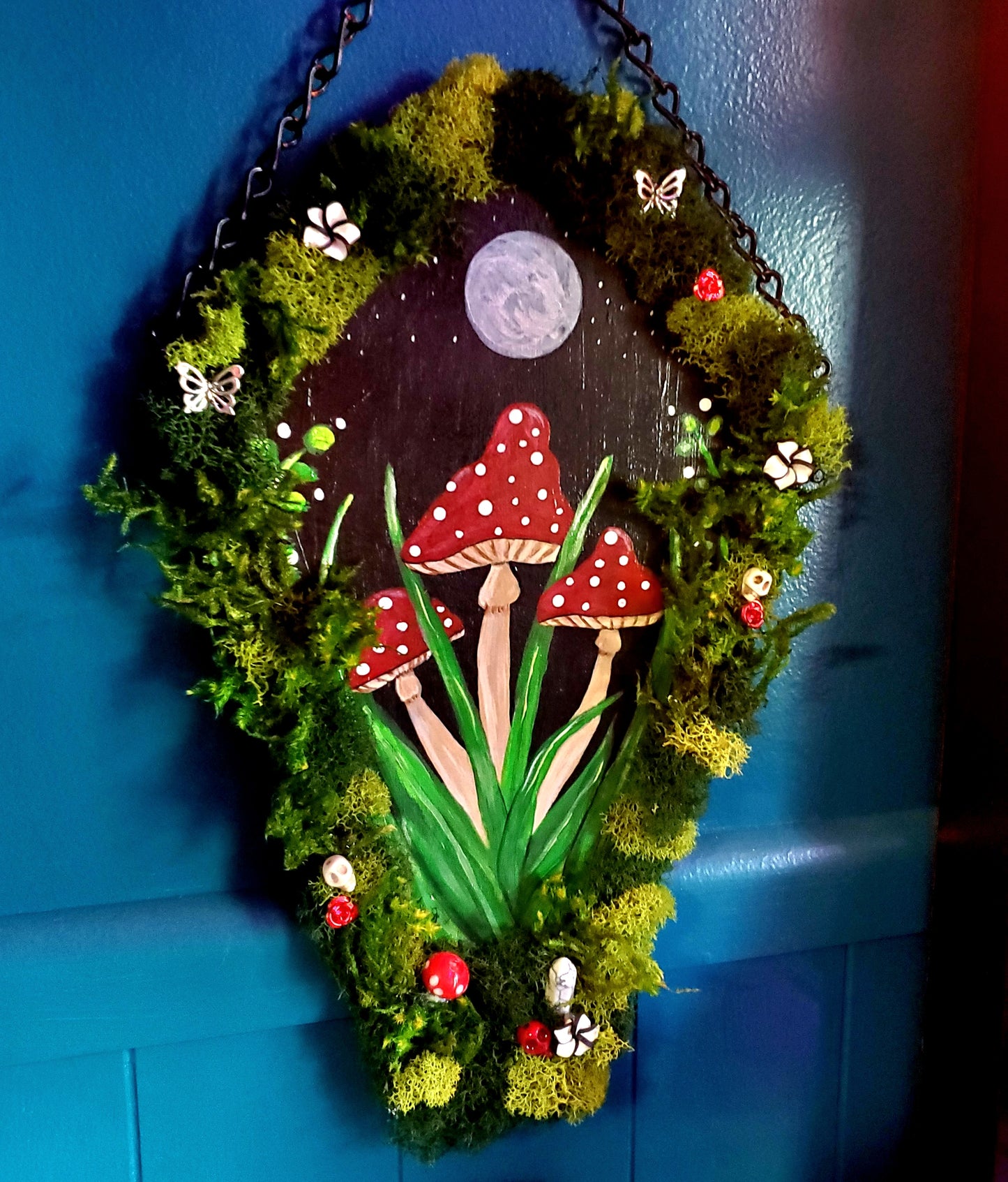 Mushroom and Moss Hanging Coffin Wall Art