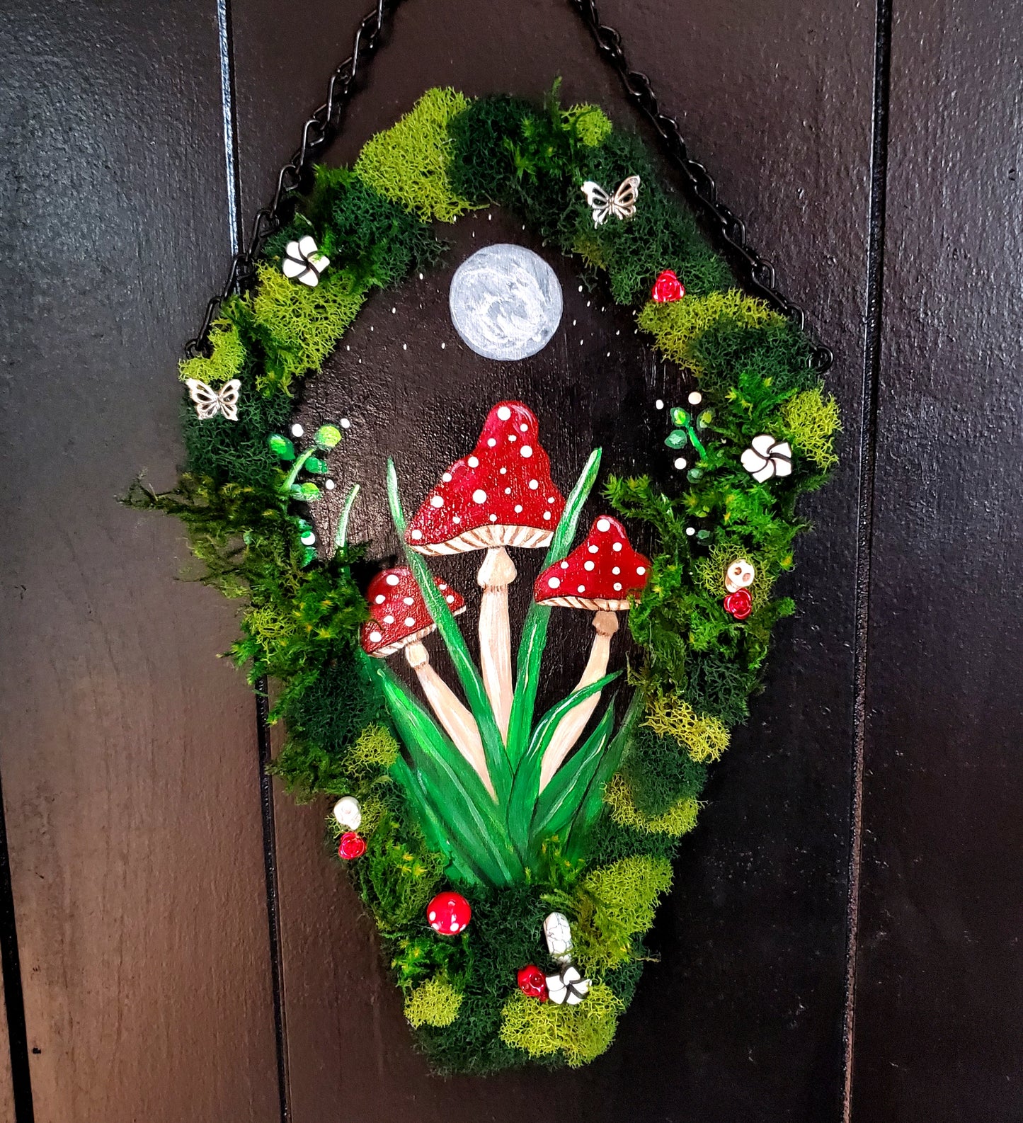 Mushroom and Moss Hanging Coffin Wall Art