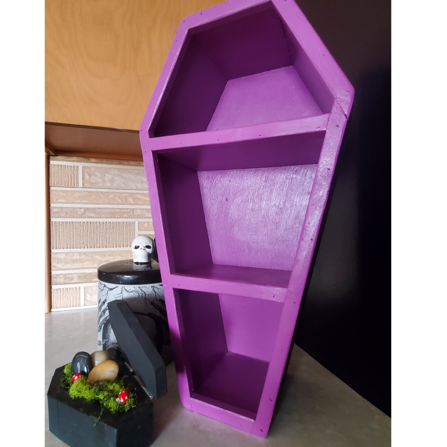 22in Gothic Purple Coffin Shelf