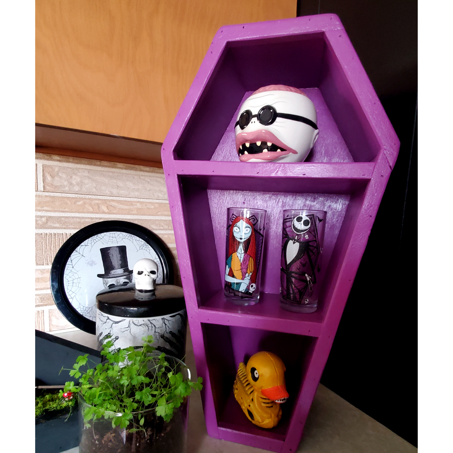 22in Gothic Purple Coffin Shelf