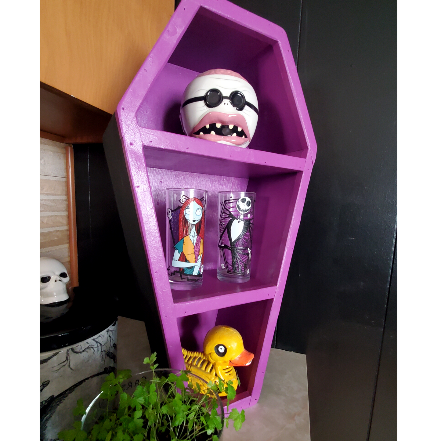 22in Gothic Purple Coffin Shelf