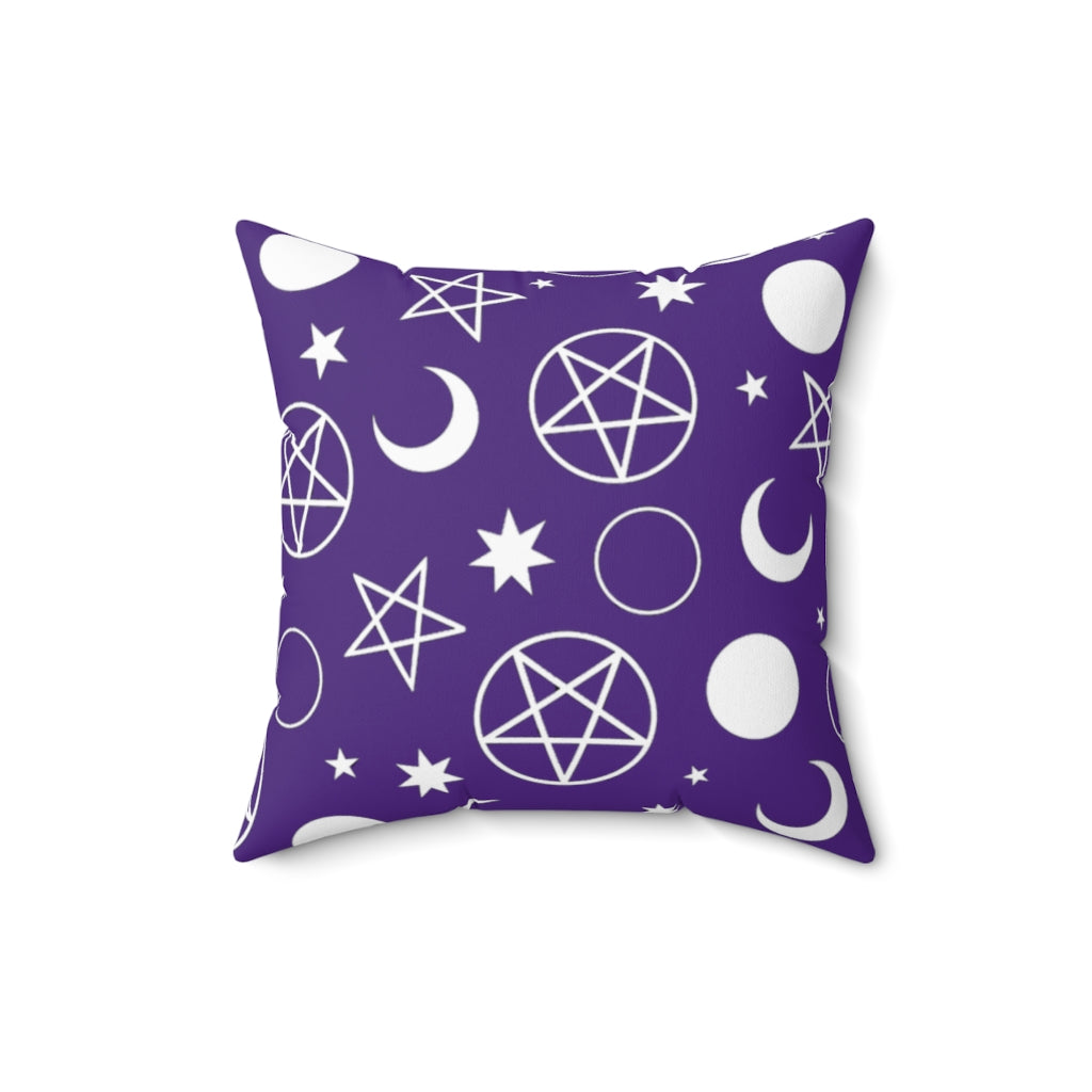 Purple Pentacle Pentagram Pattern Throw Pillow