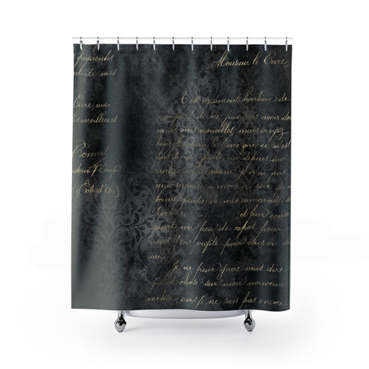 Gothic Print Black and Gold Bathroom Shower Curtain