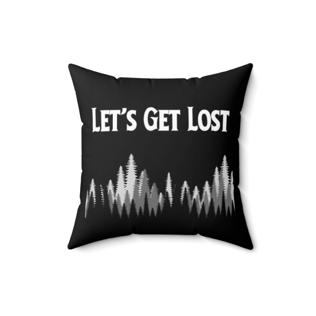 Lets Get Lost Adventure Boho Style Black Throw Pillow