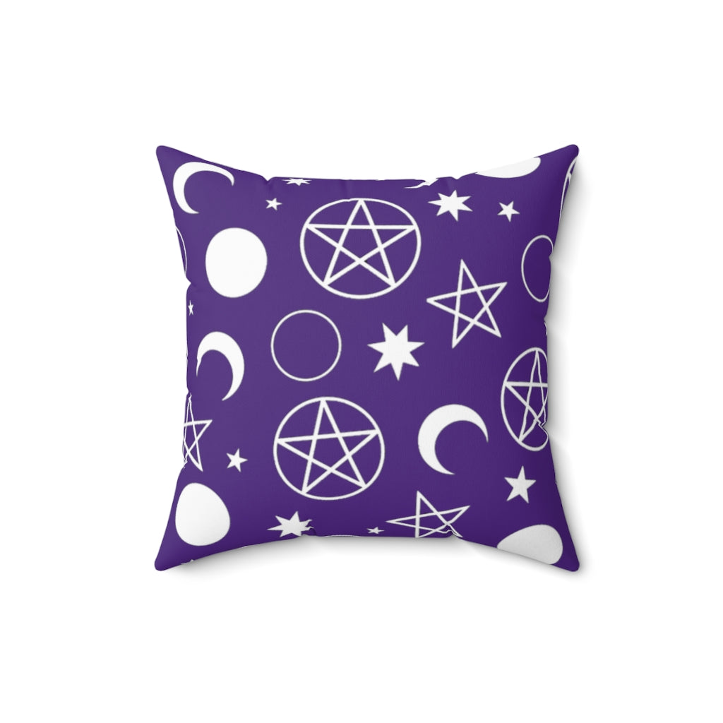 Purple Pentacle Pentagram Pattern Throw Pillow