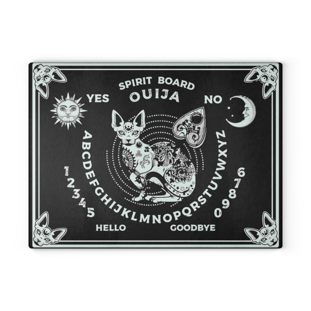 Ouija Spirit Cat Glass Cutting Board