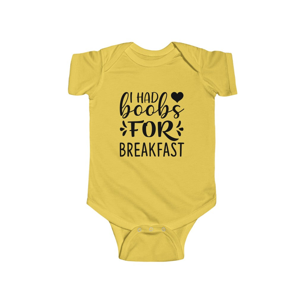 Boobs for Breakfast Funny Infant Bodysuit