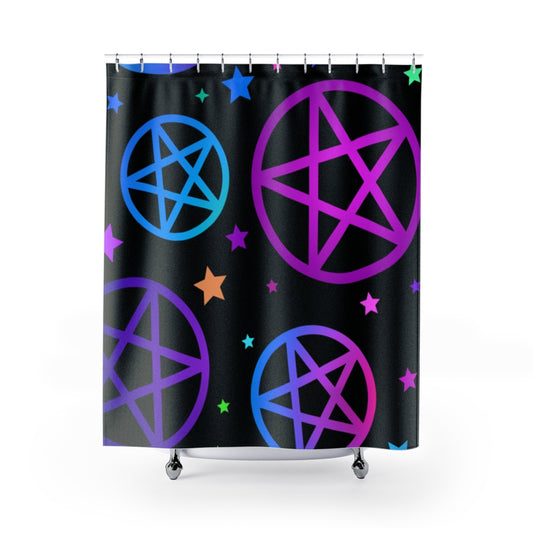 Colorful Pentacle Occult Bathroom Shower Curtain