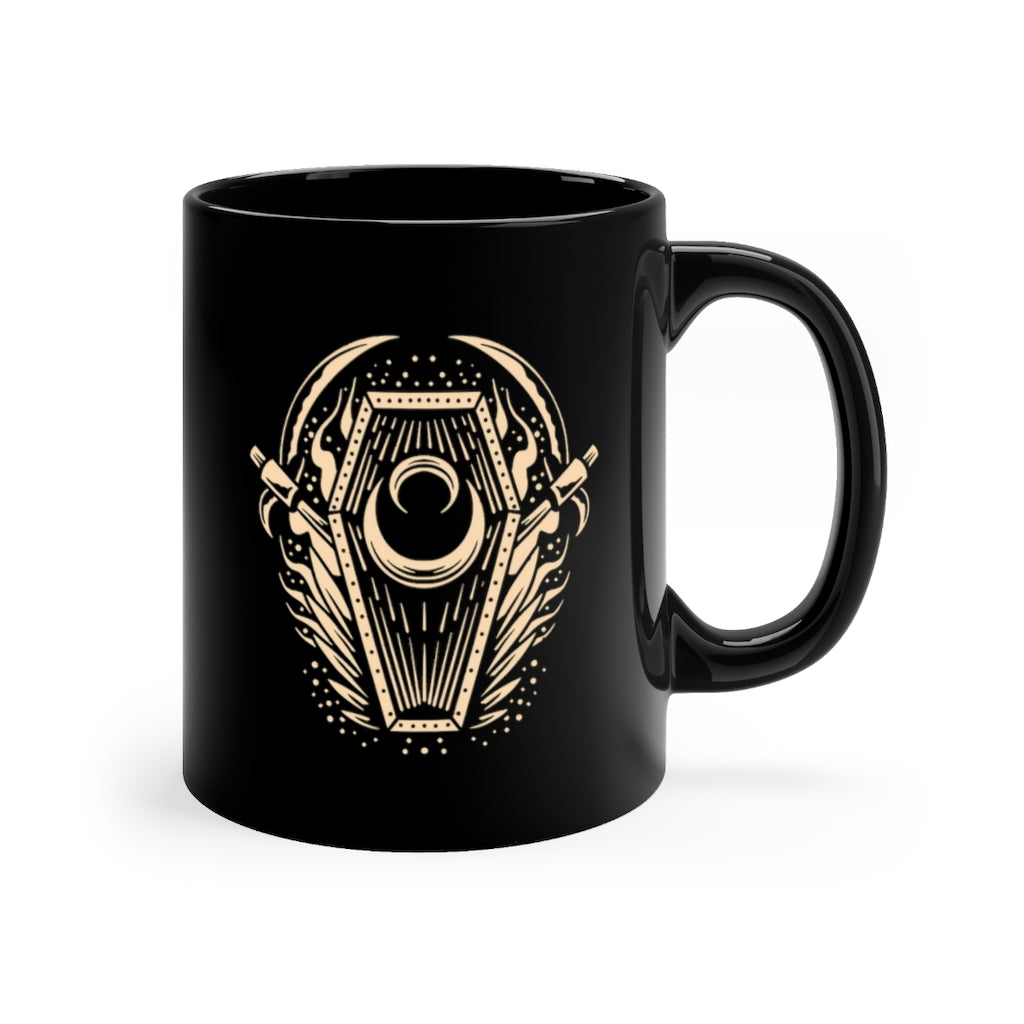 Boho Coffin Moon Black Coffee Cup