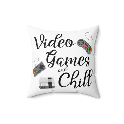 Video Games and Chill Gamer White Throw Pillow