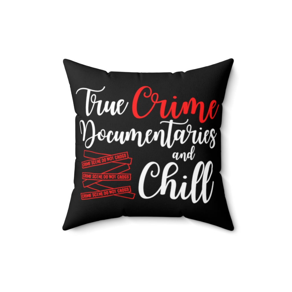 True Crime Documentaries and Chill Crime Scene Tape Black Throw Pillow