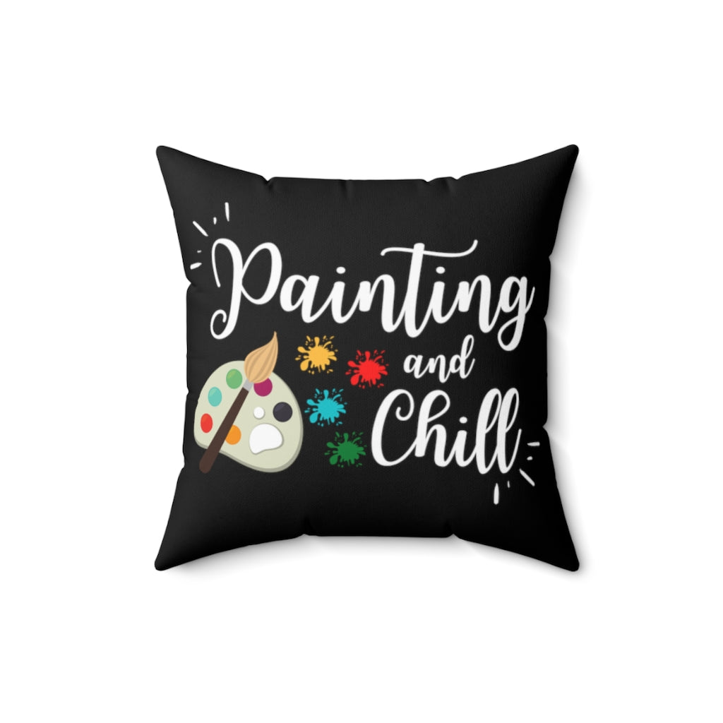 Painting and Chill Black Throw Pillow