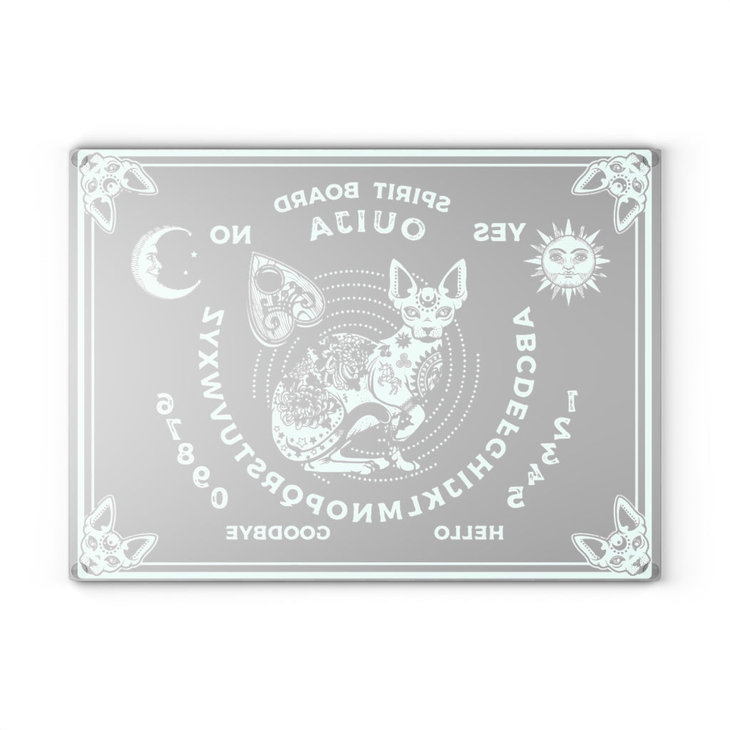 Ouija Spirit Cat Glass Cutting Board