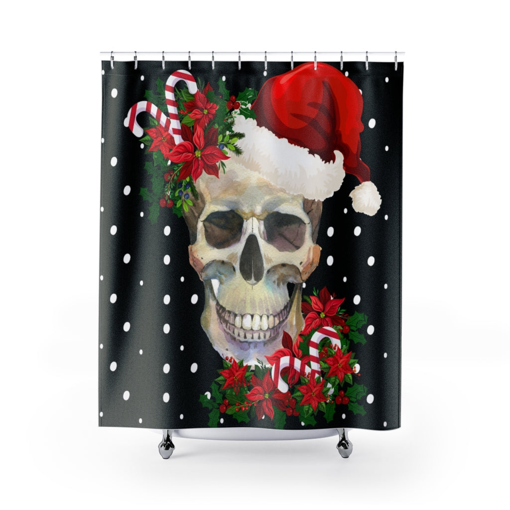 Creepy Christmas Skull Shower Curtains