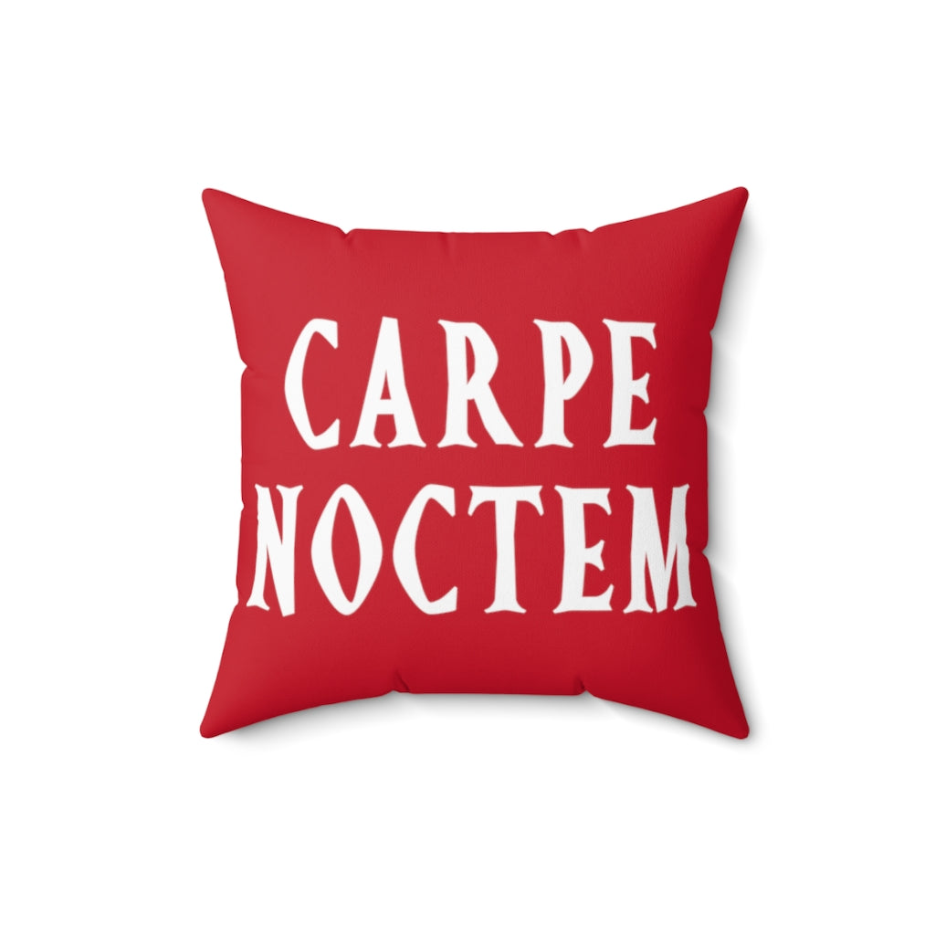 Reversible Carpe Diem Carpe Noctem Red Throw Pillow