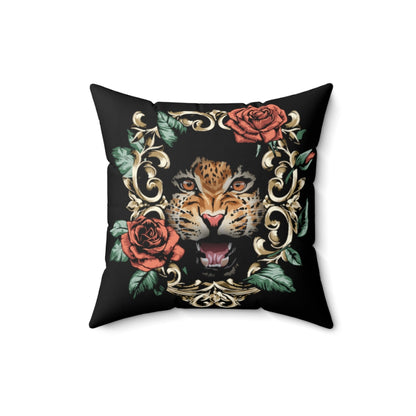 Leopard Print Black Throw Pillow