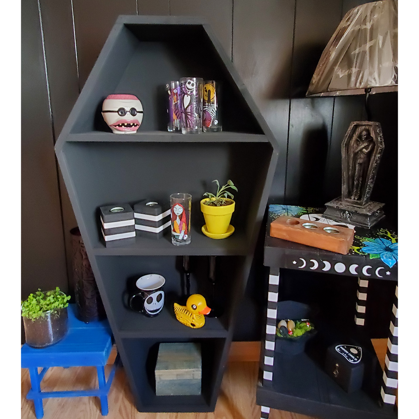 4ft Black Coffin Shelf